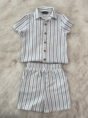 Primark Kids White Knit Top with Blue Stripes